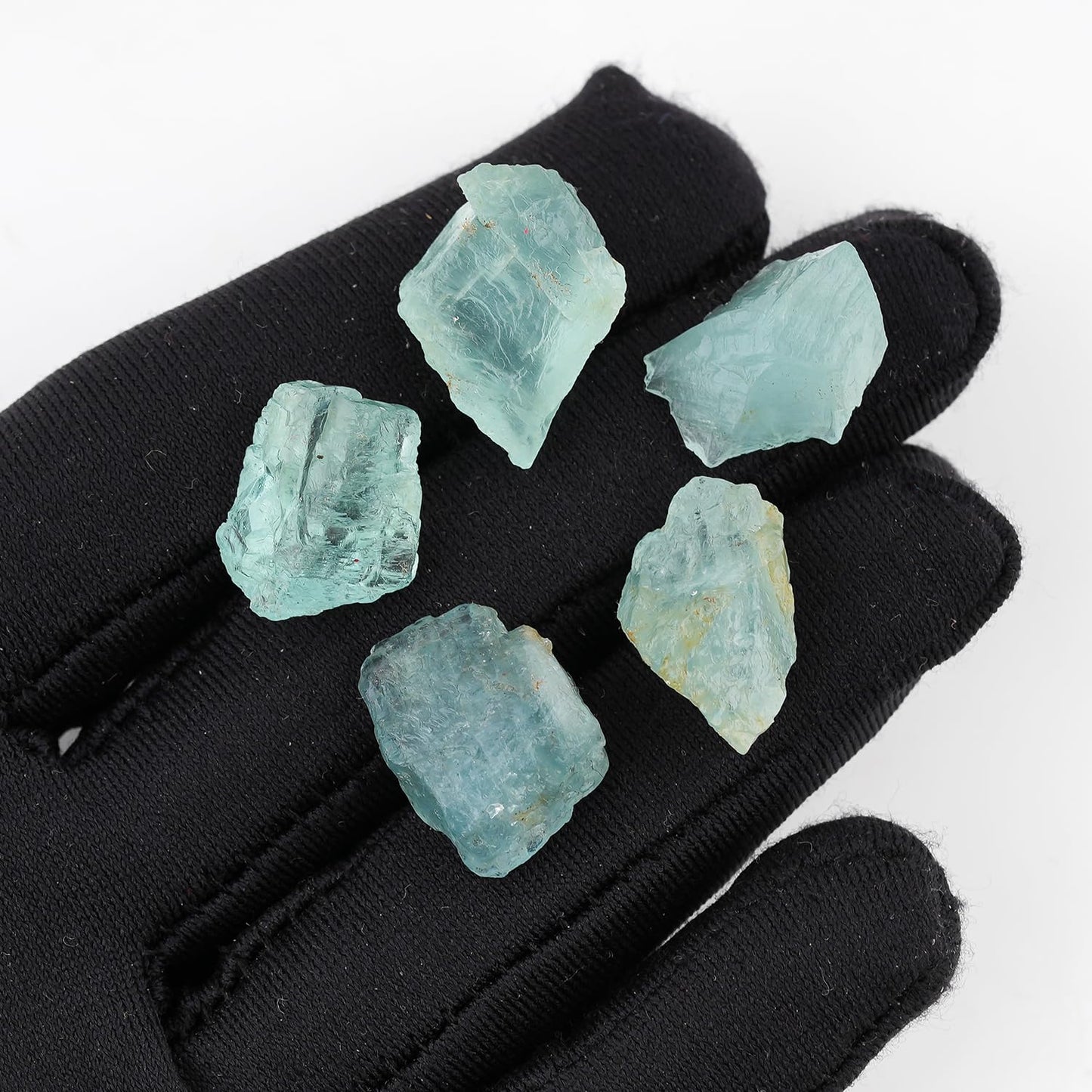 CRYSTALINES (5pcs) Natural Raw Blue Aquamarine Gemstones, Wholesale Rough Crystals, DIY Crafts-Jewelry Making, Bulk Loose Stones Supplies, Wire Wrapping, March Birthstone, Gem Collection
