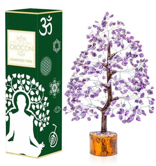 Crocon® Amethyst Crystal Tree of Life Birthday Gifts for Women Men, Friends, Healing Crystals Tree of Life Sister Gift for Her, Home Decor, Gift for Mom, House Warming Gift New Home Unique Gifts Idea