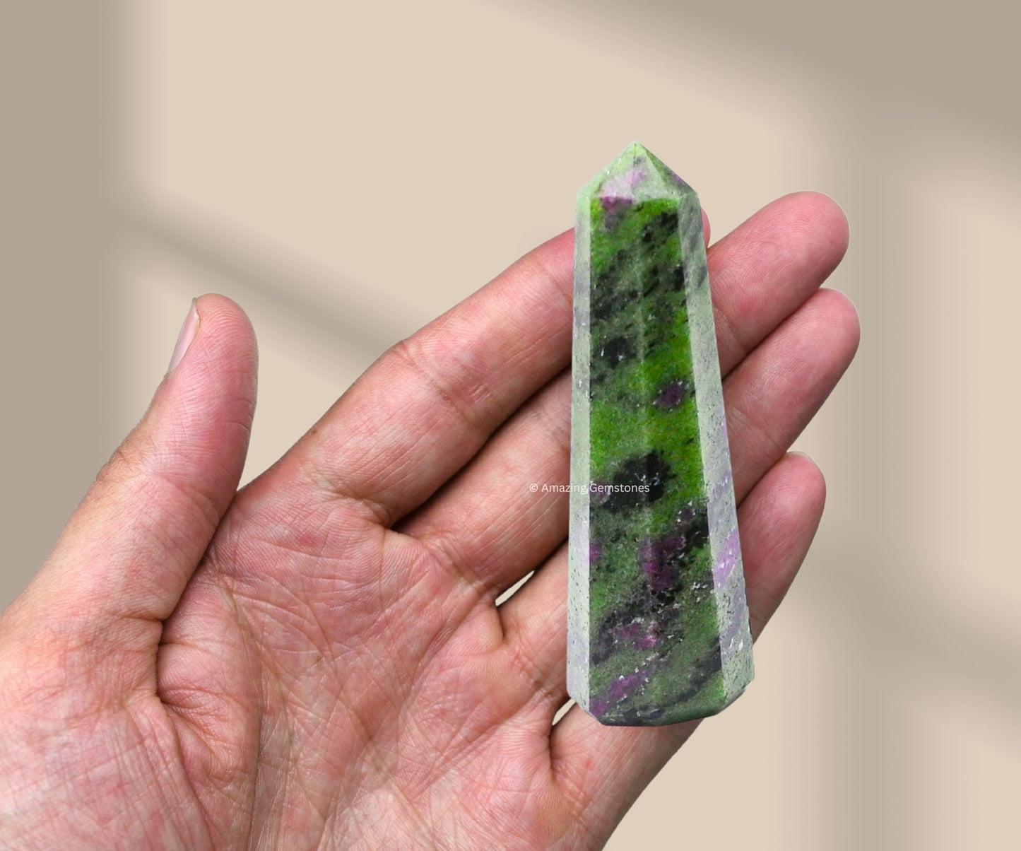 Amazing Gemstone Ruby Zoisite Crystal Towers - Natural Healing Crystal Point Obelisk for Reiki Healing and Crystal Grid (3" to 4" INCH)