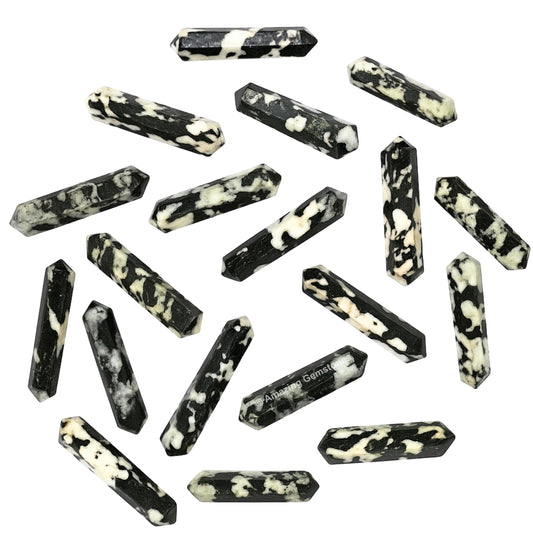 Amazing Gemstone Black and White Tourmaline Crystal Points Bulk Healing Crystals & Stones - Pack of 3 Double Terminated Healing Wand Point Bulk Crystals for Crafts, Crystal Grid, DIY for Beginners