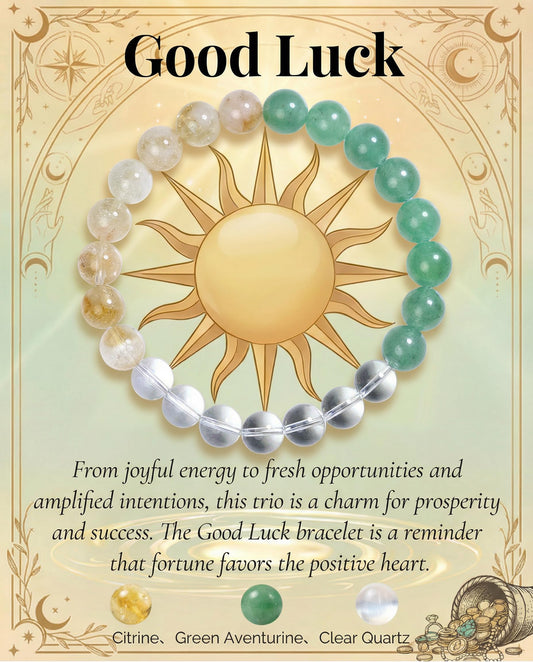 Bivei Good Luck Bracelet, Strength Crystal Healing Bracelet 8MM with Citrine & Green Aventurine & Clear Quartz - Spiritual Stretch Beaded Jewelry for Women Men Gift