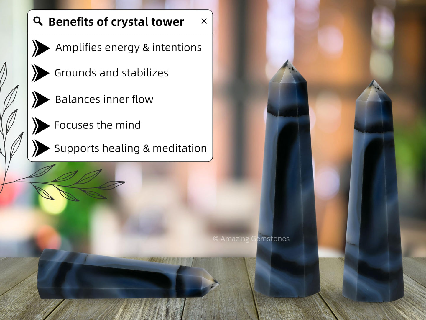 Amazing Gemstone Dendrite Agate Crystal Towers - Natural Healing Crystal Point Obelisk for Reiki Healing and Crystal Grid (3" to 4" INCH)