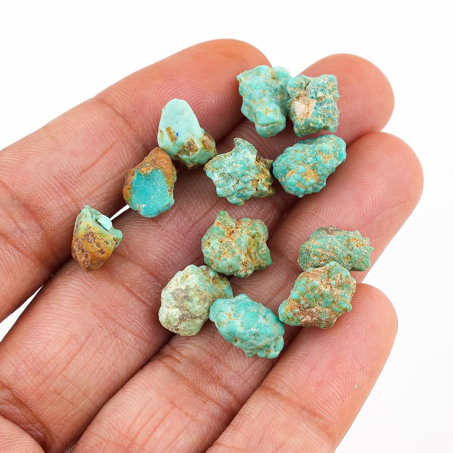ColouredRocks 30 carats. Tibetan Turquoise Crystals, Raw Stones, Rough Gemstones, Jewelry Making Supply, Cabbing, Polishing, Cutting, DIY, Crafts (12pcs) (5-8mm)