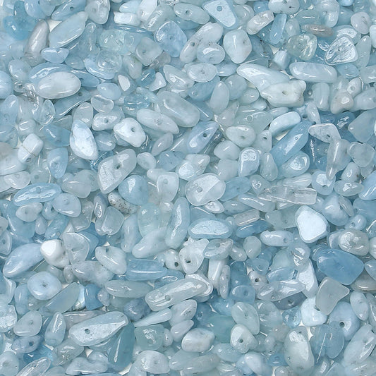 ZHIYUXI 400pcs Aquamarine Beads 5-8mm Healing Crystals Gemstones for Bracelet Making 2 Strands Irregular Stone Loose Rocks Bead for Jewelry Making Hole Drilled DIY Necklace Craft Gifts