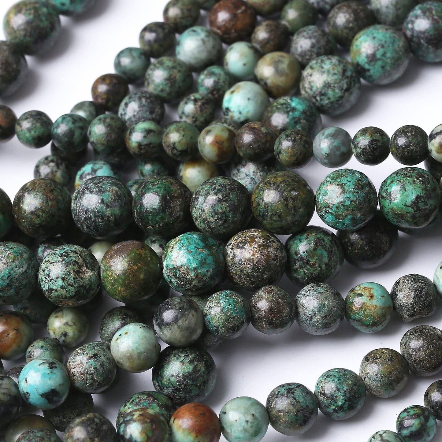 African Turquoises Stone Natural Stone Beads Gems Round Loose Beads Jewelry Making DIY Bracelet Necklace Accessory 1 Strand 36PCS 10MM 15"