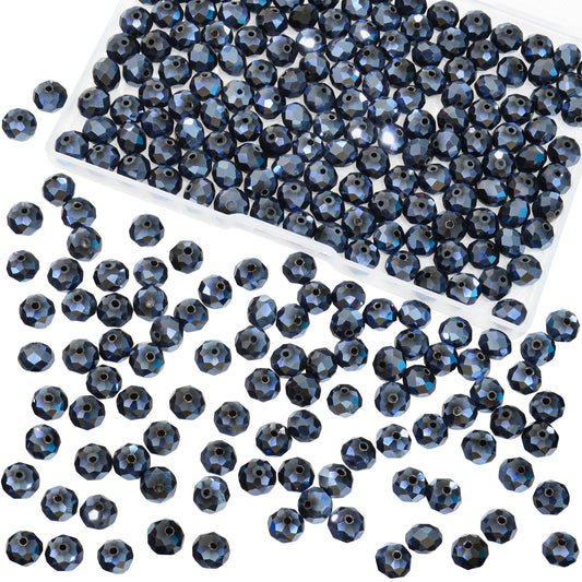 Laopottbeads 220Pcs 10mm Crystal Glass Beads for Jewelry Making Beads for Bracelets Necklace Pendants Making Supplies(Navy Blue)
