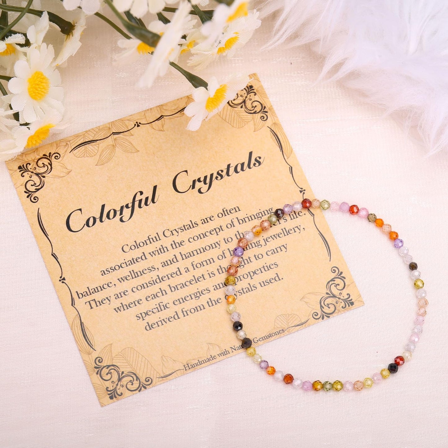 BONNY BOXX Natural Genuine Gemstone Faceted Round Beads Bracelets, 3mm Adjustable Stretchy Tiny Faceted Colorful Crystals Bracelet, Healing Crystal Reiki Chakra Dainty Jewelry Fashion Gifts