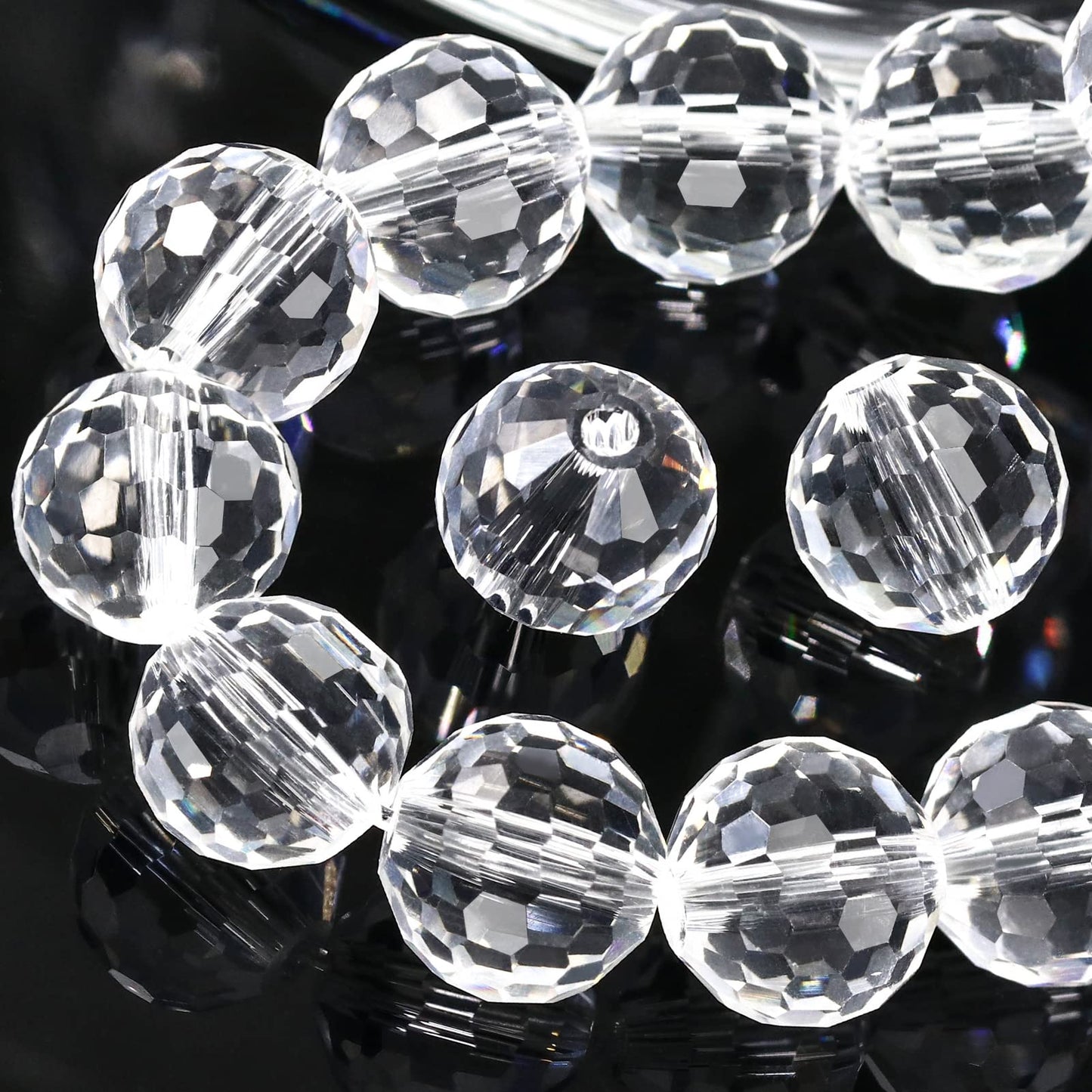 Dowarm 150PCS 6MM Crystal Glass Beads for Jewelry Making, Faceted Crystal Rondelle Spacer Beads for Crafts, Wind Chimes, Suncatcher