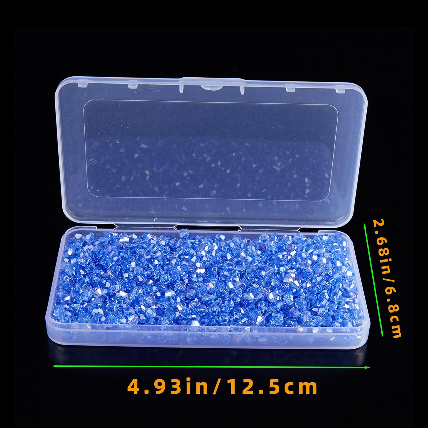 Laopottbeads 1100PCS 4mm Bicone Crystal Glass Beads for Jewelry Making, Sparkling Mini Beads for Suncatchers, DIY Bracelets & Craft Projects(Light Blue)
