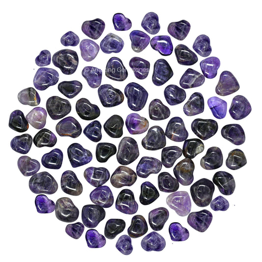 Amazing Gemstone Amethyst Stone Heart - Pack of 10 Crystal Heart Stones Rocks - Corazones De Piedra Crystals and Healing Stones Heart Shaped Crystal - Stocking Stuffers Gifts