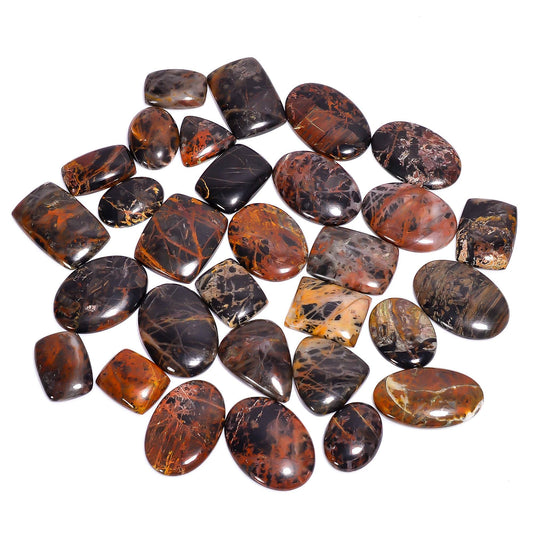 GEMKORA 3pcs Natural Pilbara Jasper Cabochons Gemstone Wholesale Lot for Jewelry Making, Loose Crystals Supply, Polished Specimen, DIY, Wire Wrapping, Healing Crystals, Bulk Gemstone Deal