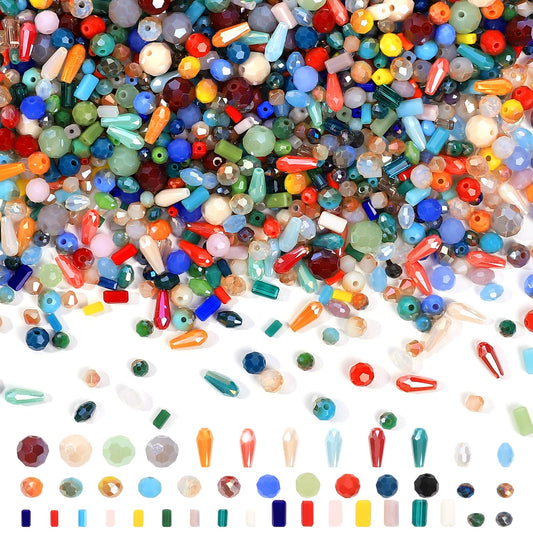 Victlov Assorted Glass Crystal Beads for Jewelry Making,DIY Lamp Work, Glass Spacer Beads Colorful Clear Electroplated Color Crystal Beads, Colorful Assortment Bulk Mix, Half Pound