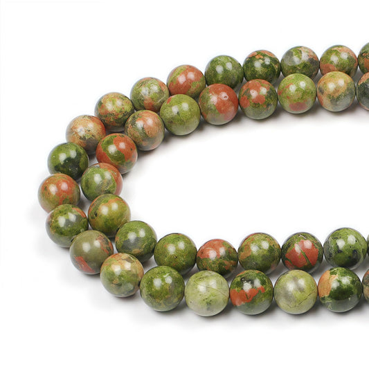 MJDCB Natural Stone Beads Unakite Round Loose Spacer Beads 15'' 4m 6m 8m 10mm 12m for Jewelry Making (6mm)