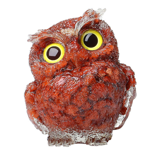LAIDANLA Red Jasper 2.4" Owl Statue Natural Healing Crystal Cute Owl Animal Red Figurine Pocket Sculpture Reiki Spiritual Energy Gemstone Home Office Room Desk Decor Gifts for Women Men