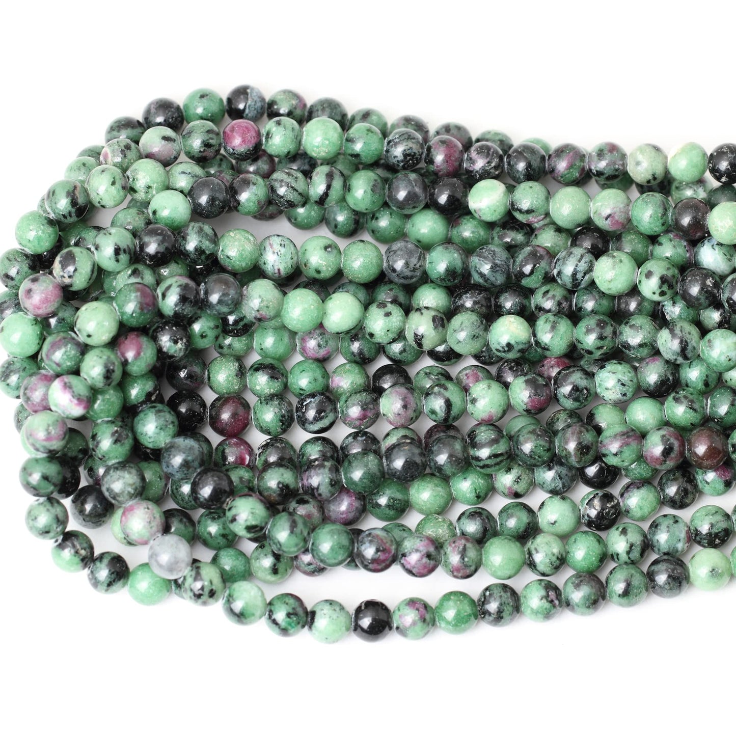 CHEAVIAN 45PCS 8mm Natural Ruby Zoisite Jasper Gemstone Round Loose Beads for Jewelry Making 1 Strand 15"
