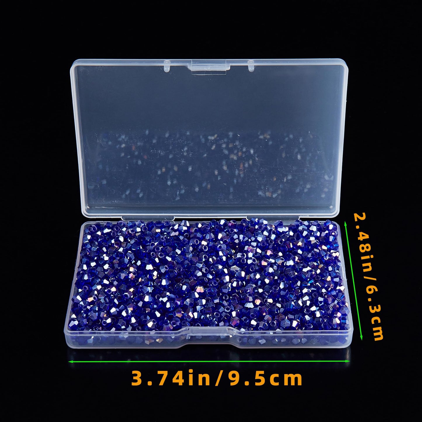 Laopottbeads 1200PCS 3mm Bicone Crystal Glass Beads for Jewelry Making, Sparkling Mini Beads for Suncatchers, DIY Bracelets & Craft Projects (AB Blue)