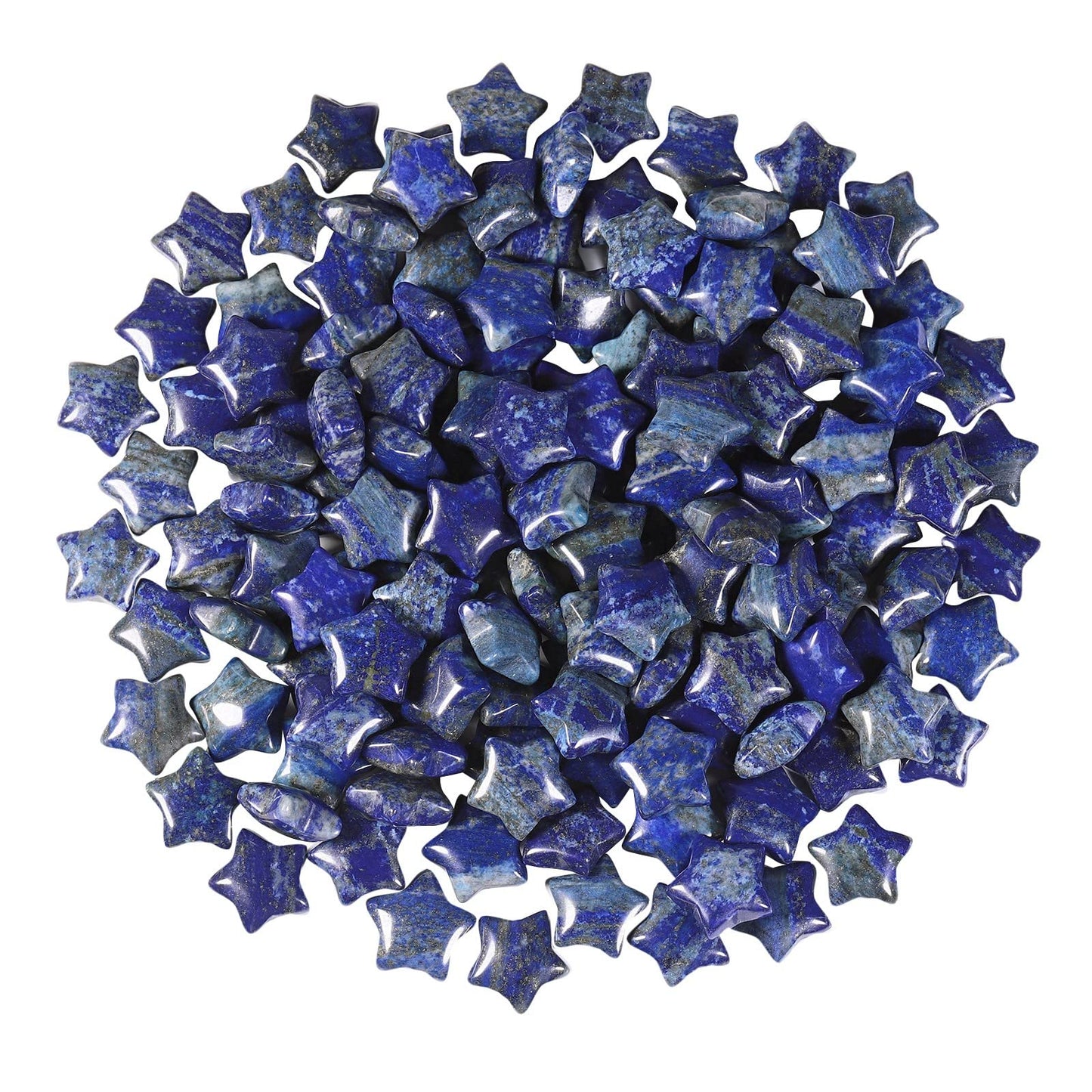 SUNYIK Pack of 20 Mini Star Crystal Pocket Stone, Healing Crystal Worry Stone for Reiki Meditation Anxiety Stress Jewelry Making, Lapis Lazuli Stone