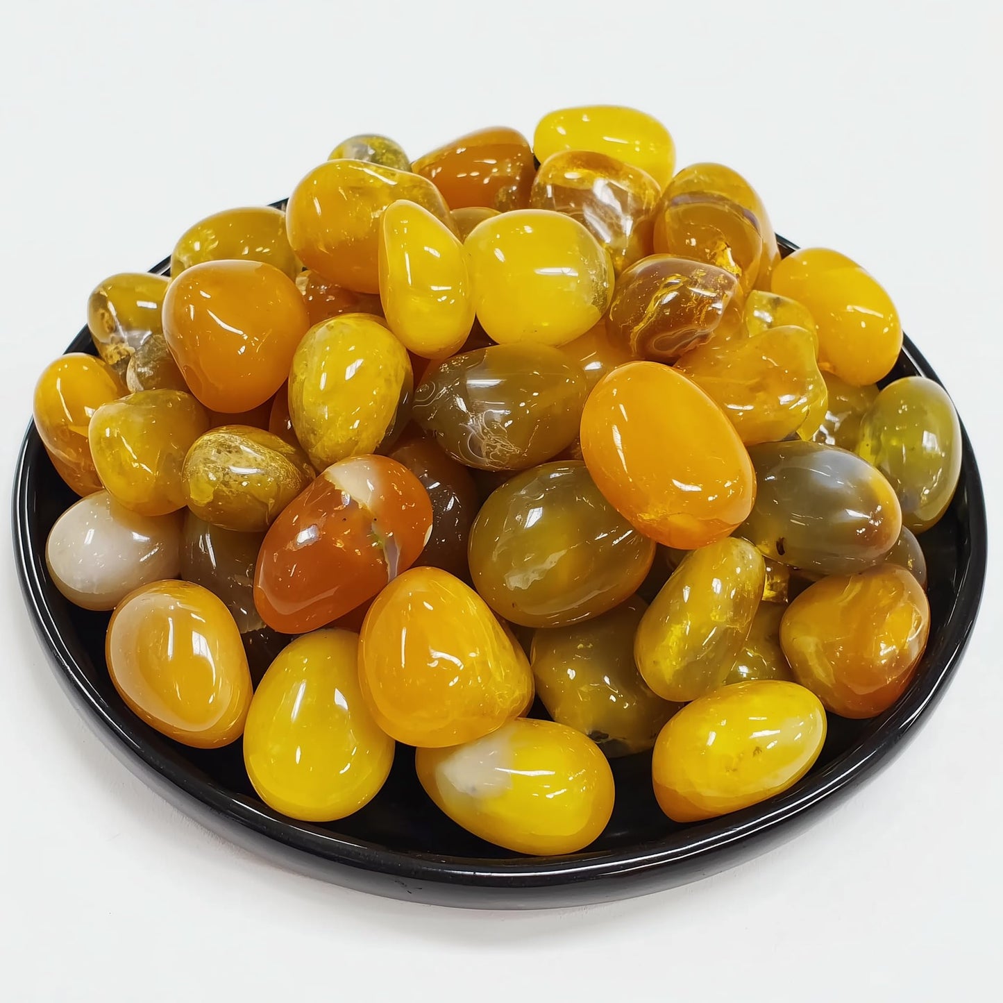 SigMntun Yellow Agate Healing Crystal Stone Set - 24 Pieces, 0.6" Natural & Polished Stones for Healing, Meditation, Reiki, Chakra, Crafting & Decoration