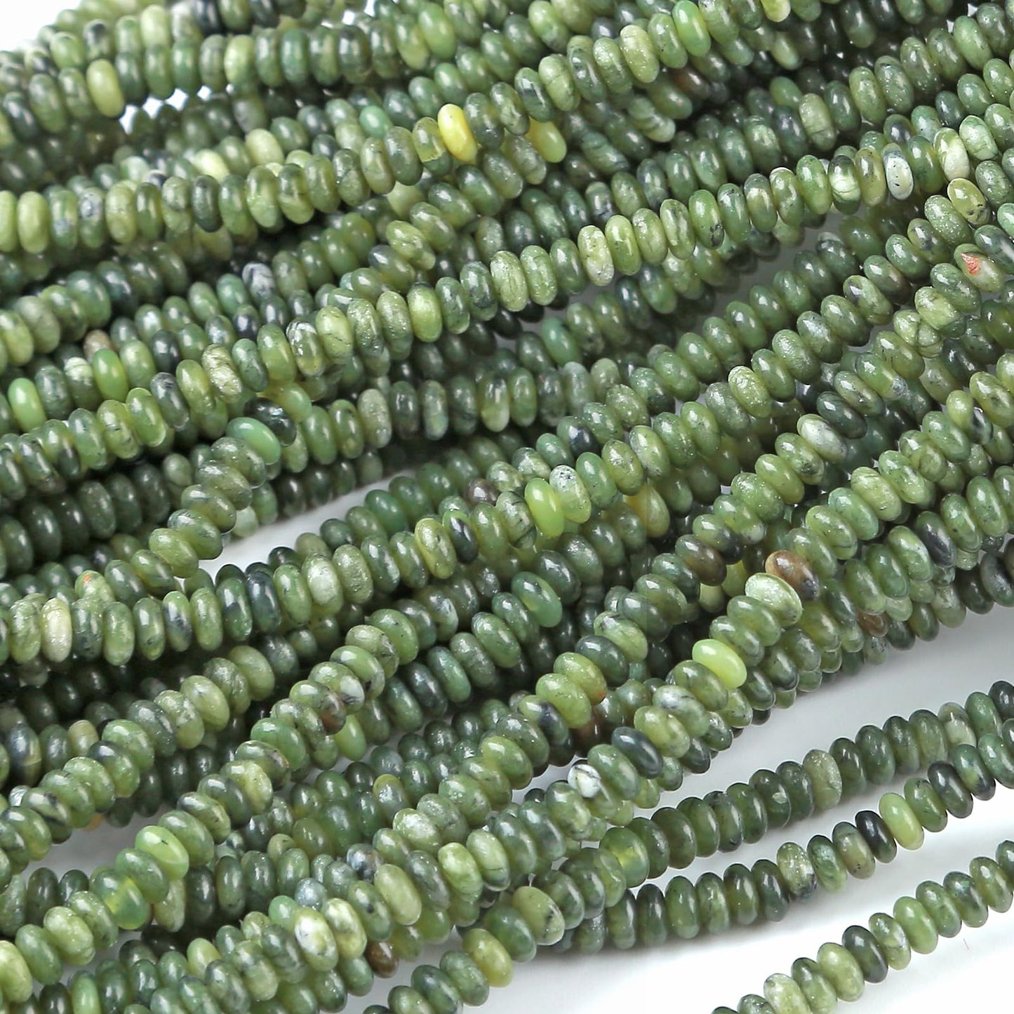 2x4MM 150PCS Chinese Green Jade Tube Rondelle Abacus Disk Spacer Loose Beads for Jewelry Making
