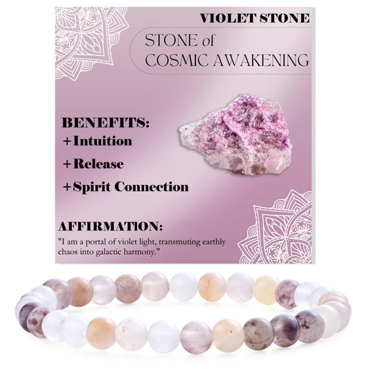 Bivei Violet Stone-Deep Peace-6mm Beaded Bracelets for Women Handmade Semi Precious Natural Stone Stretch Elastic Jewelry for Women Yoga Protection Gifts