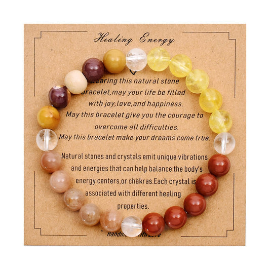 Ayriwoyi Carnelian Bracelet Healing Bracelet For Women Stone Beaded Red Jasper Citrine Crystal Sunstone Bracelets Stretch For Women