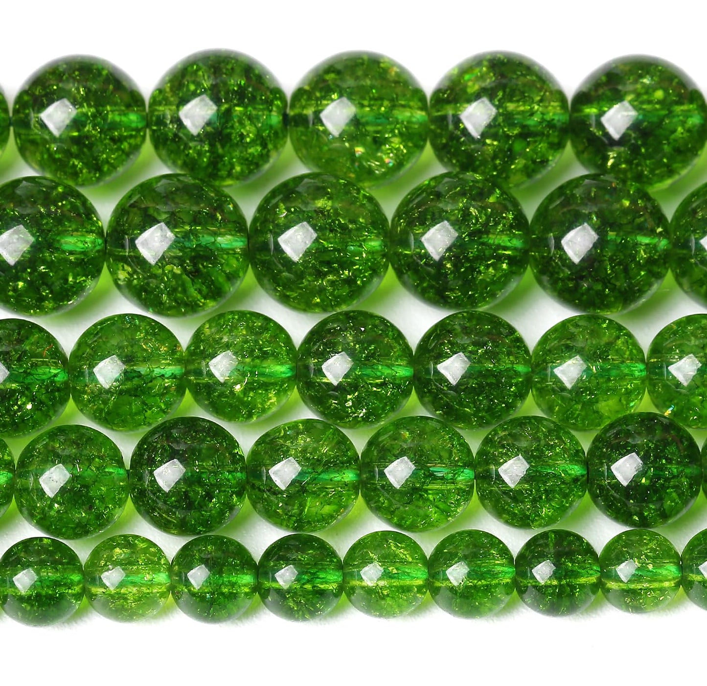 8MM Green Peridot Crystal Quartz Beads Natural Gemstone Beads Round Loose Beads for Jewelry and Bracelets Making 90pcs 2 Strands 32"