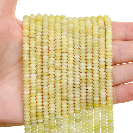 BONNY BOXX 1 Strand Natural 2 * 4mm Lemon Jade Rondelle Beads, Natural Abacus Disk Stone Beads Loose Spacer Gemstone for DIY Bracelet Necklace Jewelry Making