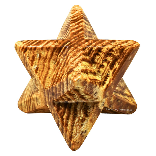 Amazing Gemstone Aragonite Merkaba Crystal - 1 Inches Metaphysical Merkaba Star for Meditation - Energetic Tetrahedron Crystal and Healing Stones for Spiritual Growth and Healing (20-25mm)