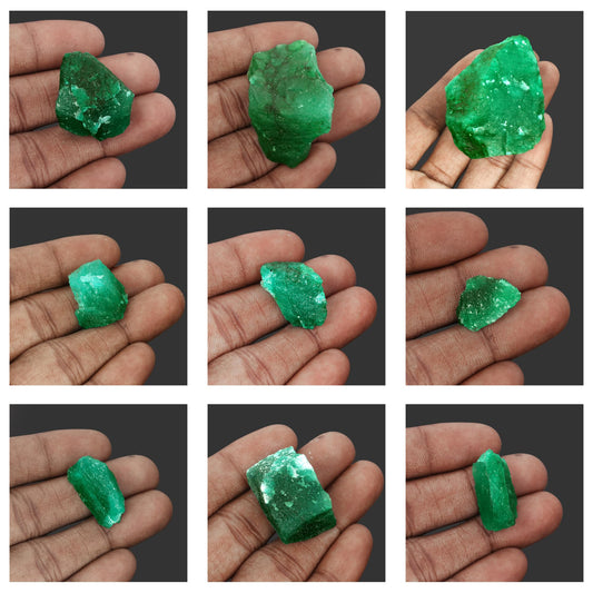 GEMHUB Loose Rough Emerald Green Gemstones for Jewelry Making 11.50 Ct Crystals and Healing Stones | Rough Emerald Gem Stones