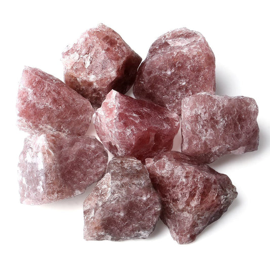 ZHIYUXI 2" Strawberry Quartz Crystal Raw Crystals Bulk Natural Crystals and Stones Large Crystals Big Huge Rocks for Tumbling Witchcraft Wire Wrapping Fountain Rocks Cabbing Room Decor 4Pcs