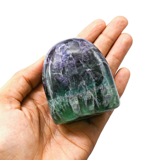 Amazing Gemstone Large Multi Fluorite Crystal Standing Palm Stone - Multi Fluorite Palm Stones & Crystals, A++ Grade Gemstones & Crystals - Healing Crystals & Healing Stones Office Home Decor Gifts