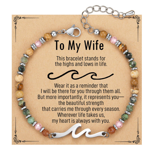TONY & SANDY Wife Birthday Gifts, Mothers Day Gifts for Wife from Husband, Wave Bracelet for Women, Unique Wedding Anniversary Valentines Day Gift for Wives Christmas Jewelry Presents Idea