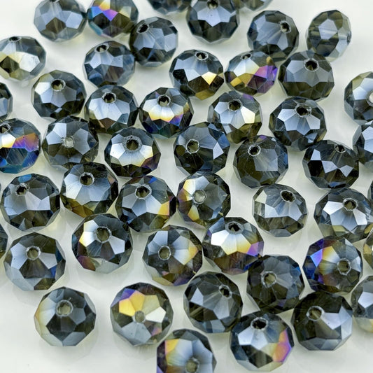 YHYPOCI 400pcs 4mm Crystal Glass Beads for Crafts Faceted Rondelle Glass Beads for Jewelry Making Crystal Spacer Beads for Necklaces Bracelets Earrings DIY Craft(Gray AB)