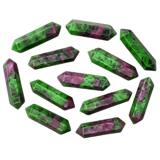 Amazing Gemstone Ruby Zoisite Crystal Points Bulk Healing Crystals - Pack of 3 Double Terminated Healing Wand Point Bulk Crystals for Crafts, Crystal Grid, DIY - Premium Crystals for Beginners Gifts