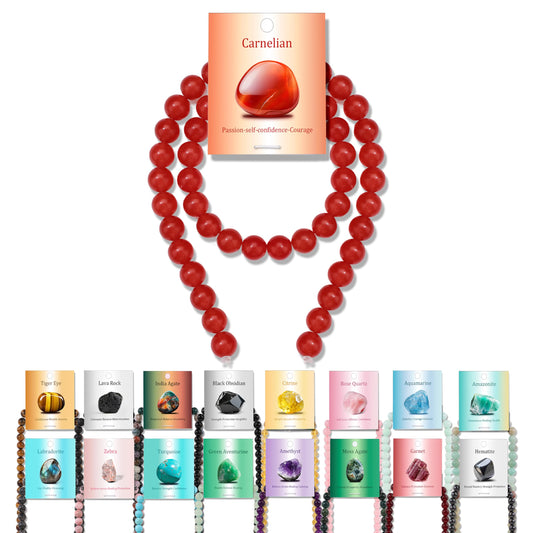 Vinswet 45pcs 8mm Carnelian Natural Stone Beads Round Genuine Real Stone Beading Loose Gemstones DIY Smooth Bead for Bracelet Necklace Earrings Jewelry Making