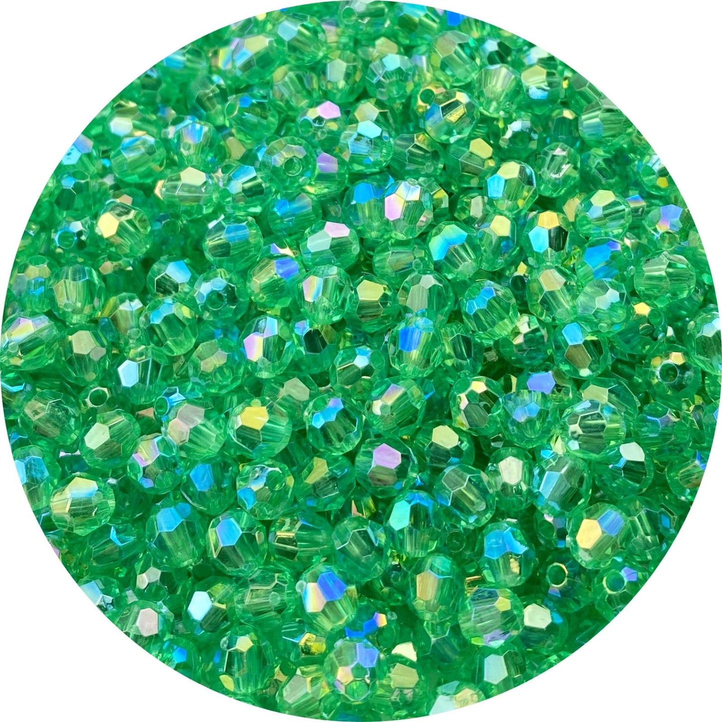 Tingoons 200 PCS 10mm Acrylic Faceted Spacer Beads AB Color Glossy Round Loose Beads for Jewelry Making Bracelet Necklace Earring Ornament Wind Chimes Key Chains(Green AB)
