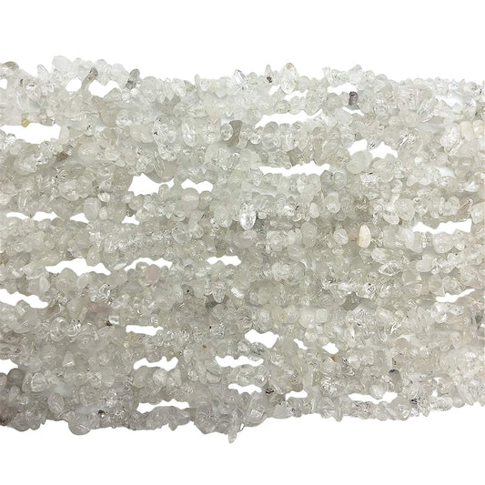 Fekuar 64" Irregular Tumbled Rock Quartz Chip Beads for Jewelry Making, Healing Crystal Drilled Loose Bead Strand DIY Craft Supplies, 5-8mm