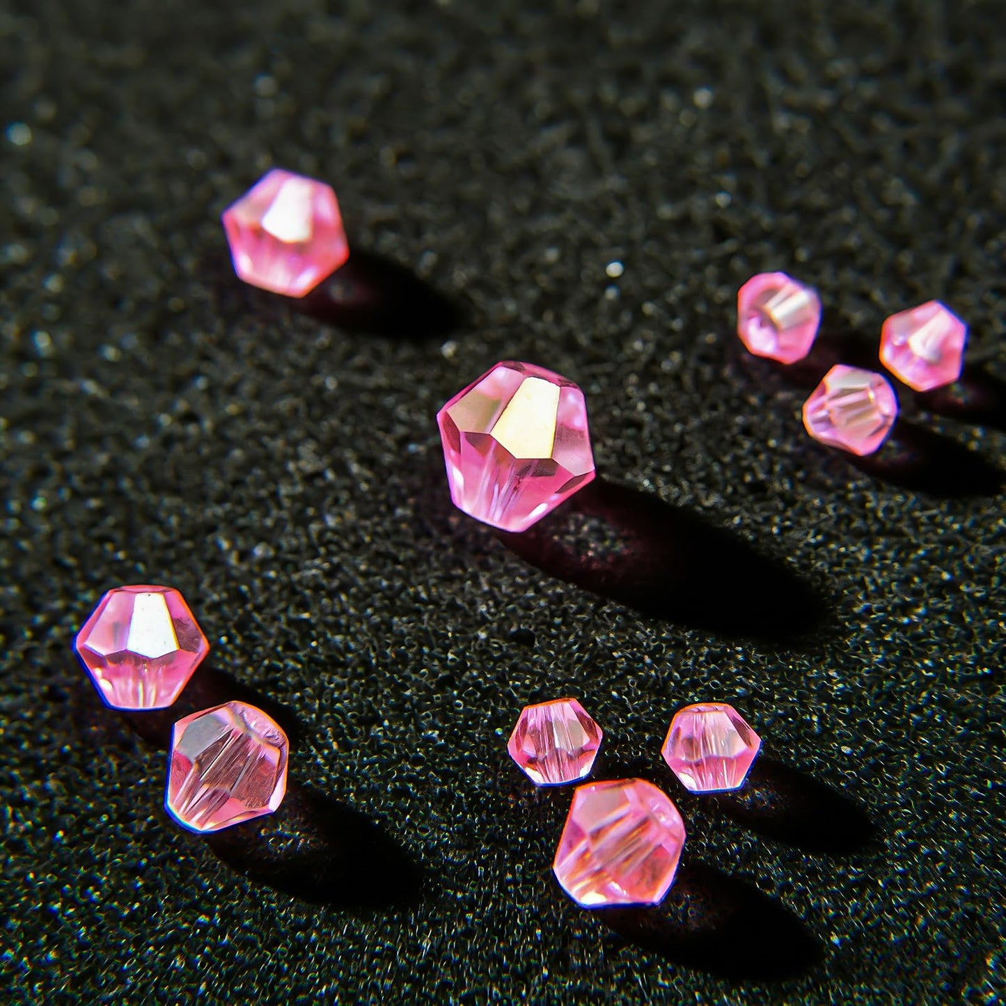 1550PCS Bicone Crystal Glass Beads Set for Jewelry Making, 3mm 4mm 6mm 8mm Sparkling Faceted Beads Sorted by Size for Bracelets, Necklaces, Suncatchers & DIY Crafts(Light Rose Red)