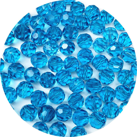 LIMAOLLY 70pcs 10mm Faceted Crystal Glass Beads Round Spacer Beads for Jewelry Making DIY Craft Making Necklace Bracelet Earring Wind Chimes Suncatchers Ornament(506-Aquamarine)