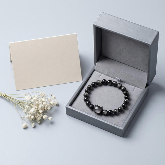 Money Attraction Cat Bracelet - Black Obsidian Women Bracelets -Wealth Prosperity Abundance Stone Bead Bracelet, Entrepreneur Business Luck Beaded Bracelets,Spiritual Mood Energy Cute Protection Stretch Bracelet,Health Good Luck Feng Shui Bracelets For Wo