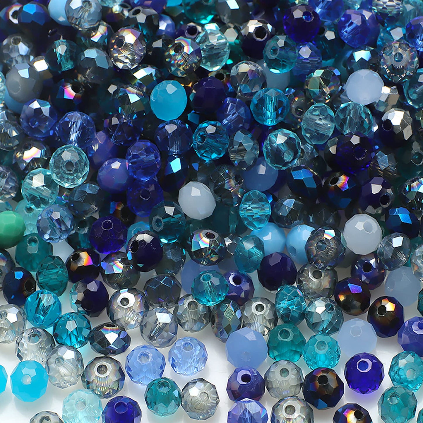 Niziky 100PCS Crystal Glass Beads for Jewelry Making, 8mm Multicolor Blue Faceted Rondelle Beads with Hole, Glass Crystal Briolette Spacer Bead for Jewelry Bracrlet Making Crafts Projects