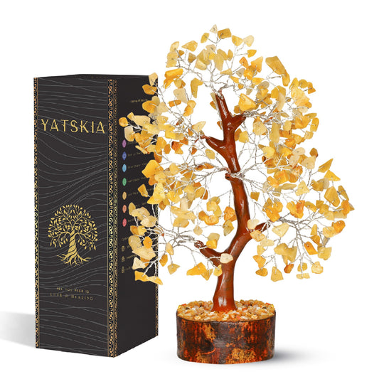 YATSKIA Yellow Aventurine Crystal Tree of Life - Gemstone Tree Home Decor - Feng Shui Crystals - Positive Energy Gifts - Reiki Gifts