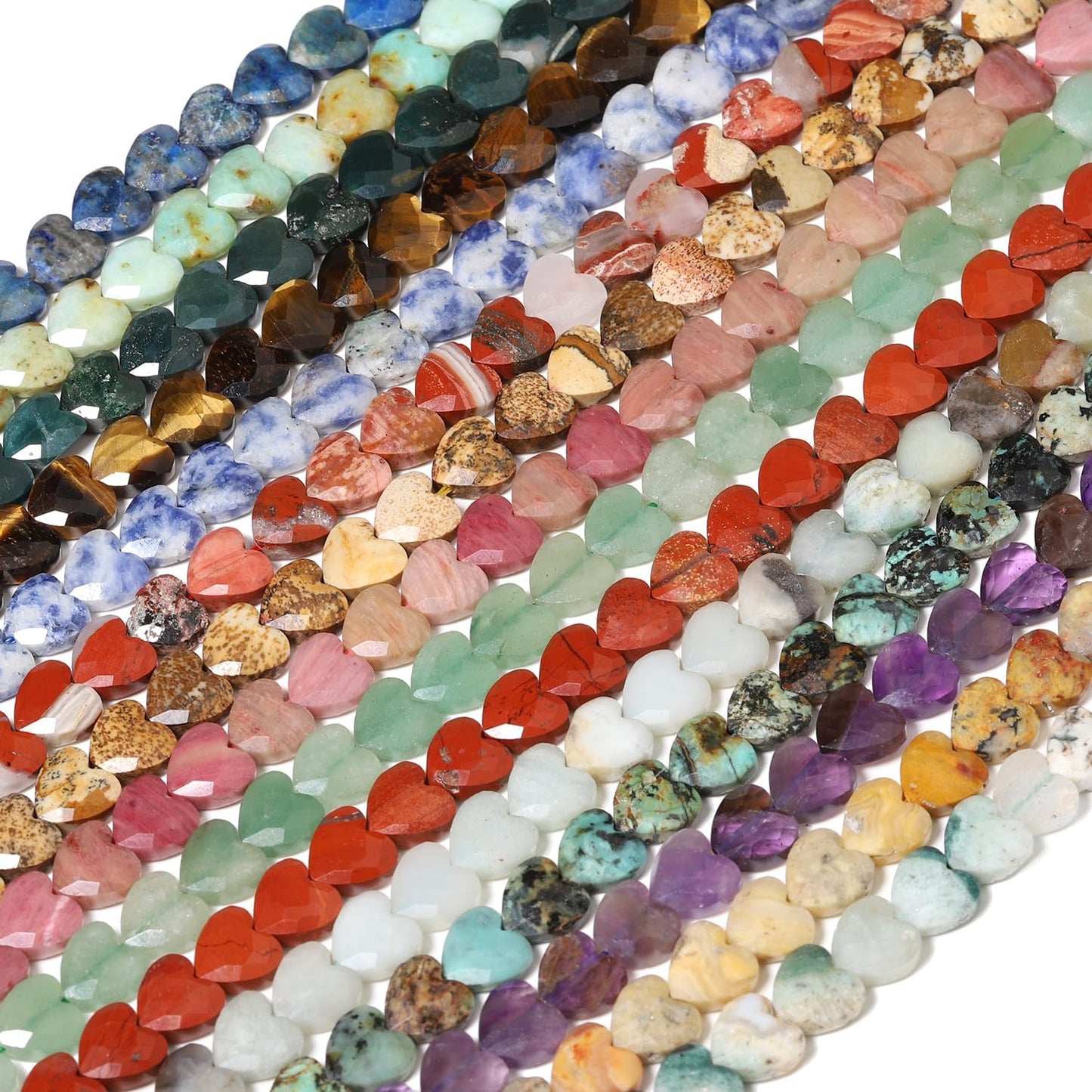 Nitopupu 22pcs Faceted Heart Bead Natural Blue Dot Stone Beads 8mm Crystals and Healing Stones for Jewelry Making Supplies,Friendship Bracelet Kit,Love Gifts