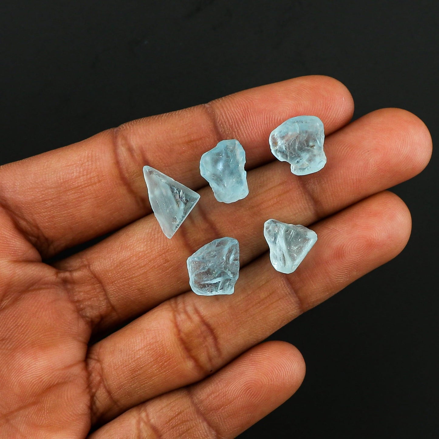 CRYSTALINES (5pcs) AAA Natural Raw Blue Topaz Gemstones, Wholesale Rough Stones, DIY Jewelry Making, Topaz Loose Supplies, Reiki & Healing Crystals, November Birthstone, Success Stone