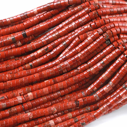 2x4MM 150PCS Chinese Red Jasper Tube Cylinder Rondelle Abacus Disk Spacer Loose Beads for Jewelry Making