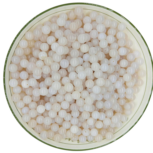 WHNKFB 10mm 50PCS Natural White Agate Round Beads, Banded Loose Stone Beads for Jewelry Making Craft - 4mm 6mm 8mm 10mm Options with Free Elastic Cord