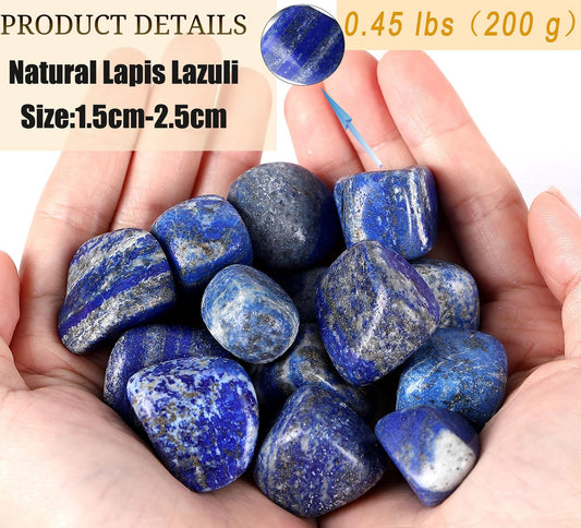 DUQGUHO Lapis Lazuli Healing Crystals Stones Set Natural Crystals Bulk Irregular Tumbled Polished Crystal Stones Bulk Rocks 0.45 lbs