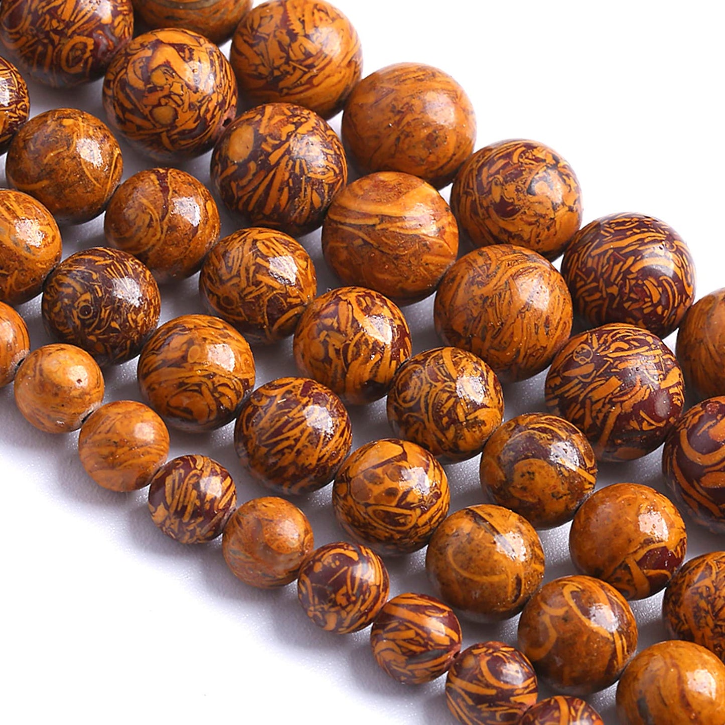 12MM 32PCS Natural Stone Yellow Sunflower Jasper Loose Beads for Jewelry Making DIY Bracelet