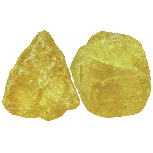Amazing Gemstone 2 Pieces Lemon Quartz Raw Crystals and Healing Stones, Natural Rocks for Tumbling and DIY Raw Stones and Crystals