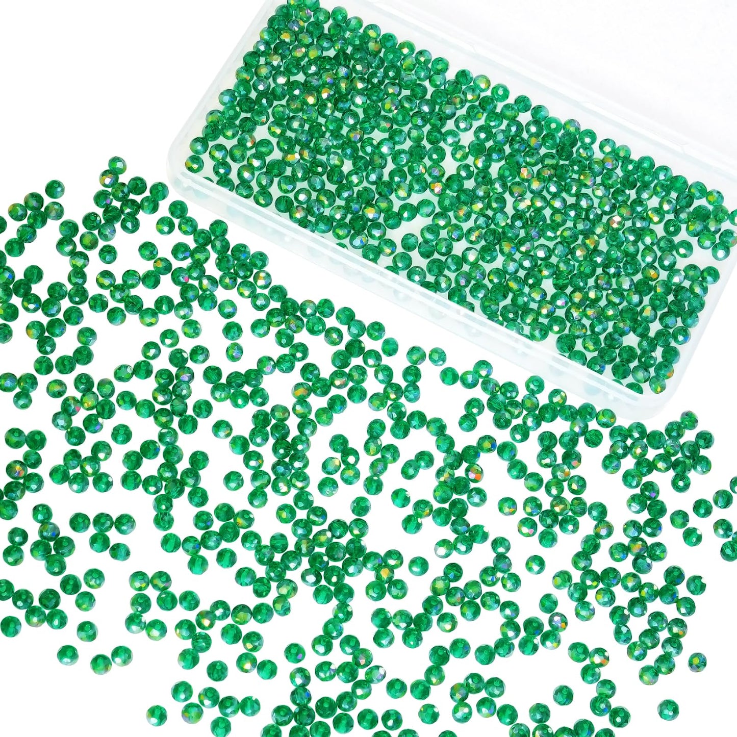 Laopottbeads 1200Pcs 4mm Crystal Glass Beads for Jewelry Making Beads for Bracelets Necklace Pendants Making Supplies(Malachite Green)